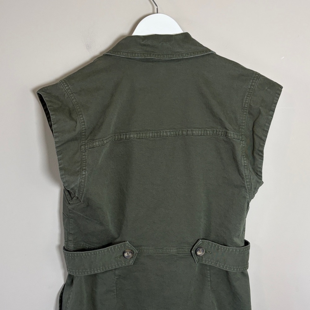 Veronica Beard Jax Dress Army Green Shirtdress Cap Sleeve Mini Cargo Sz 8 - Picture 9 of 16